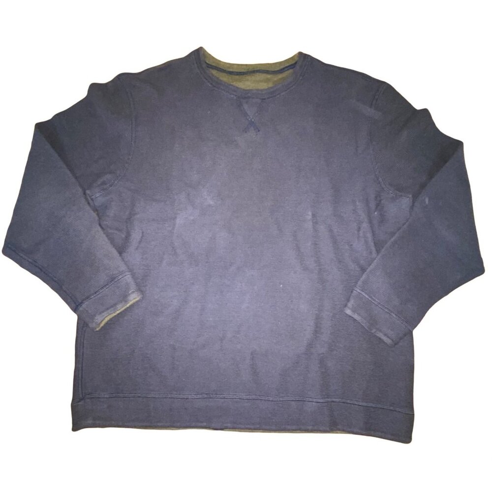 Mens Navy Blue Crewneck Sweatshirt With Ribbed Cuffs & Hem